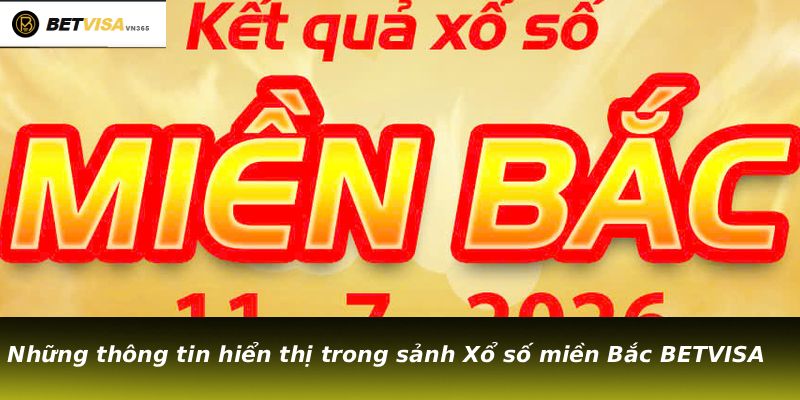 Những thông tin hiển thị trong sảnh Xổ số miền Bắc BETVISA